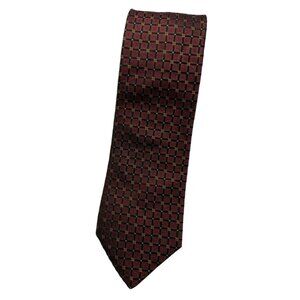 NWT GIAMPIERO Men's 100% Silk Necktie LUXURY Tie Burgundy Geometric W:3.5"